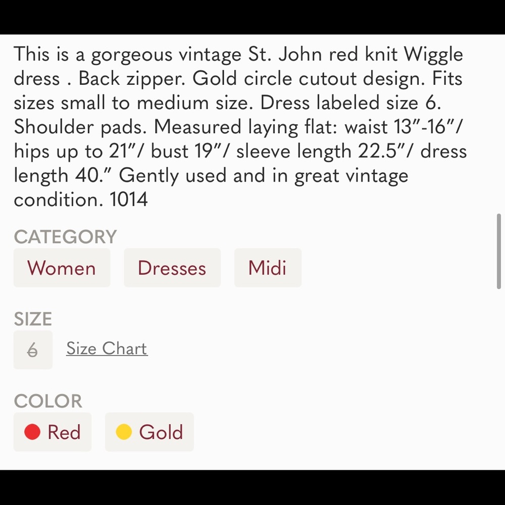 Vtg St. John Knit Gold Circle Cutout Dress - Picture 6 of 6